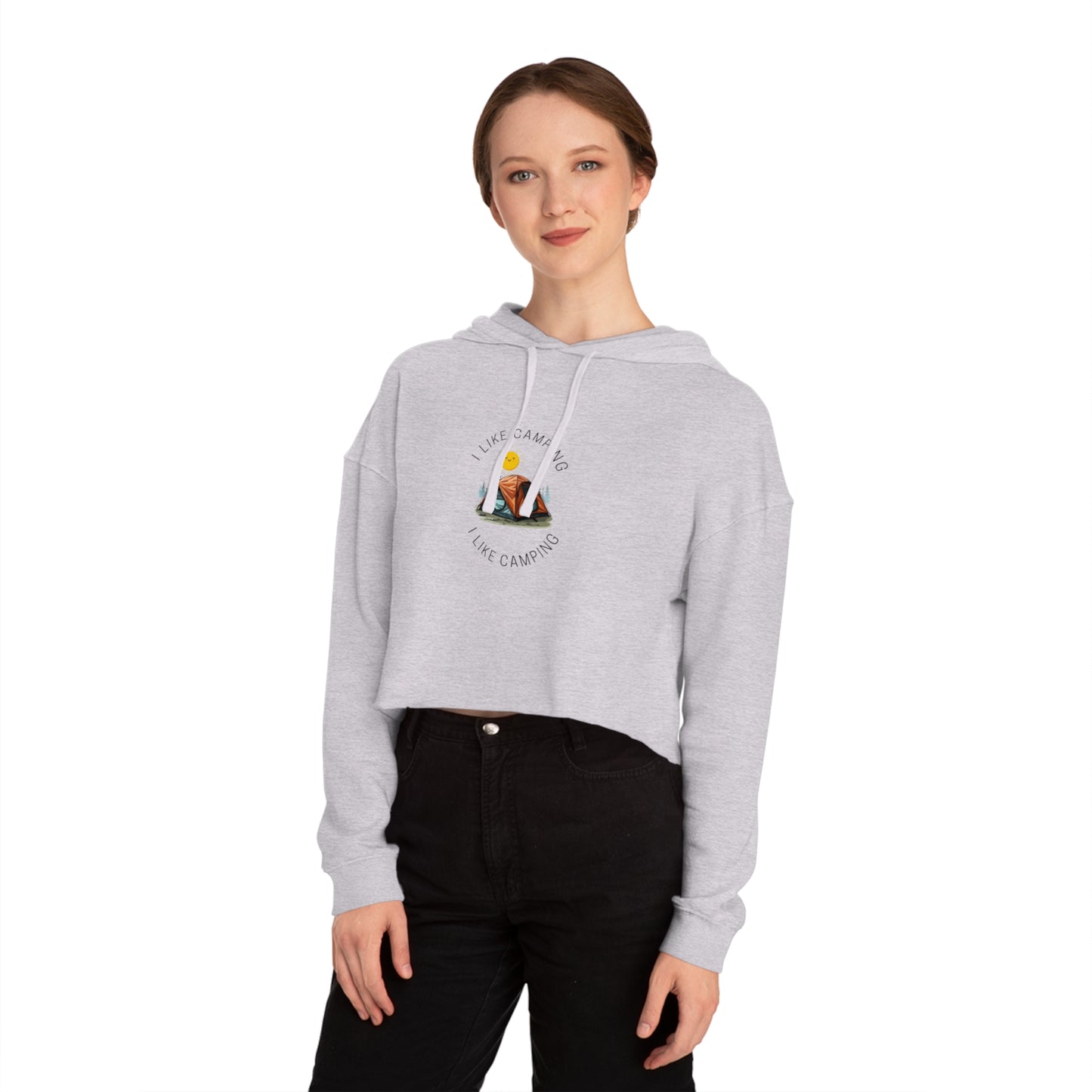 Women’s Cropped Hooded Sweatshirt (Tear-away neck label)